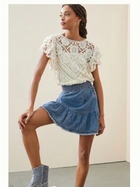 Denim Mini Skirt - Blue